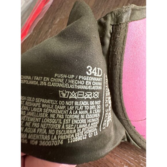 Victoria's Secret PINK Push-Up Bra 34D Army Green & Red Comfy Fit - Picture 6 of 11